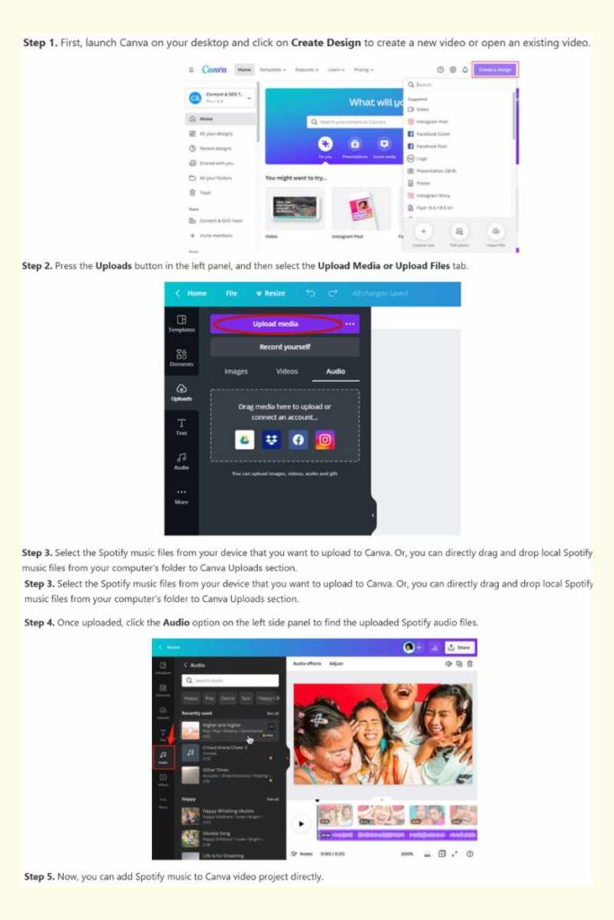 How to Add Music to Canva from Spotify