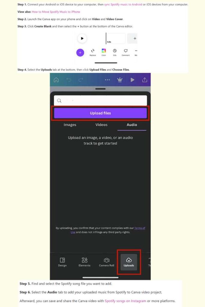 How to Upload Music from Spotify to Canva on Mobile